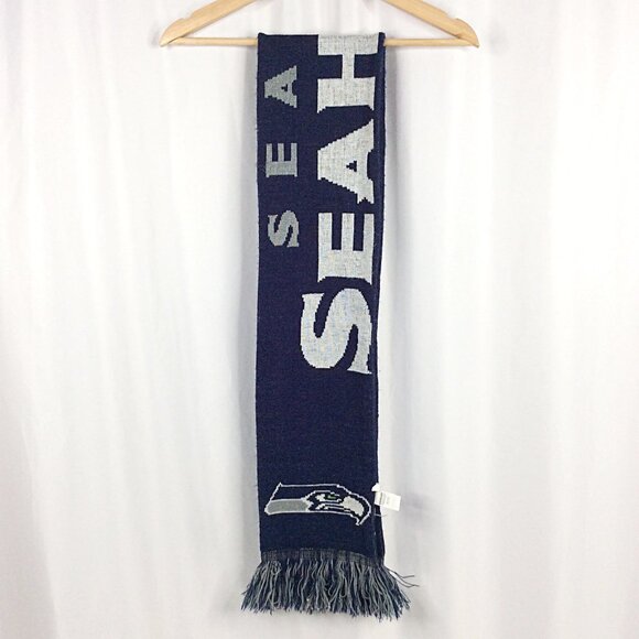 Seattle Seahawks NFL Knit Scarf Wordmark Double Sided Logo New Style - Picture 1 of 8